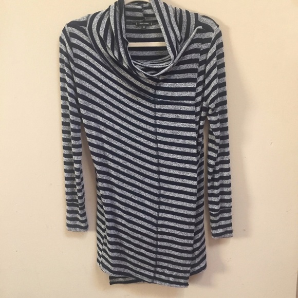 Stella & Dot Always Navy Blue Striped Gray Knit Long Cardigan Pockets Sz S - Picture 2 of 12